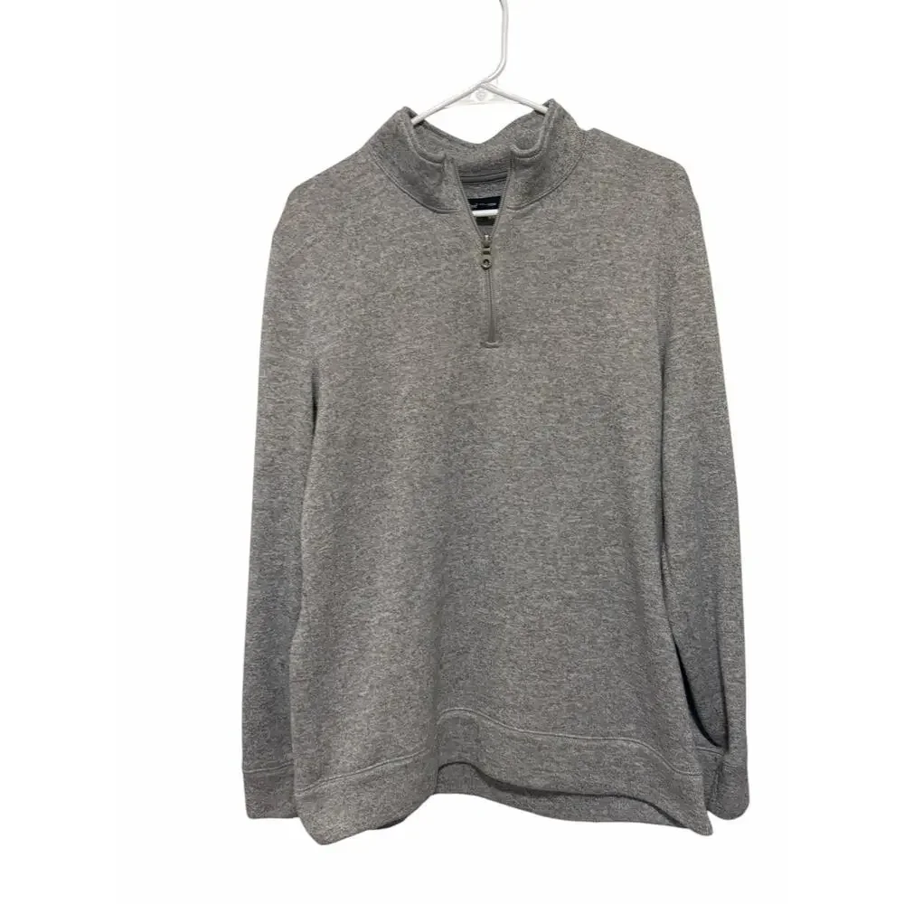 Croft & Barrow Men's Large Gray Quarter Zip Long Sleeve Collar Sweater